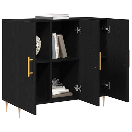 Vidaxl dressoir zwart eiken 90 x 34 x 80 cm bewerkt hout
