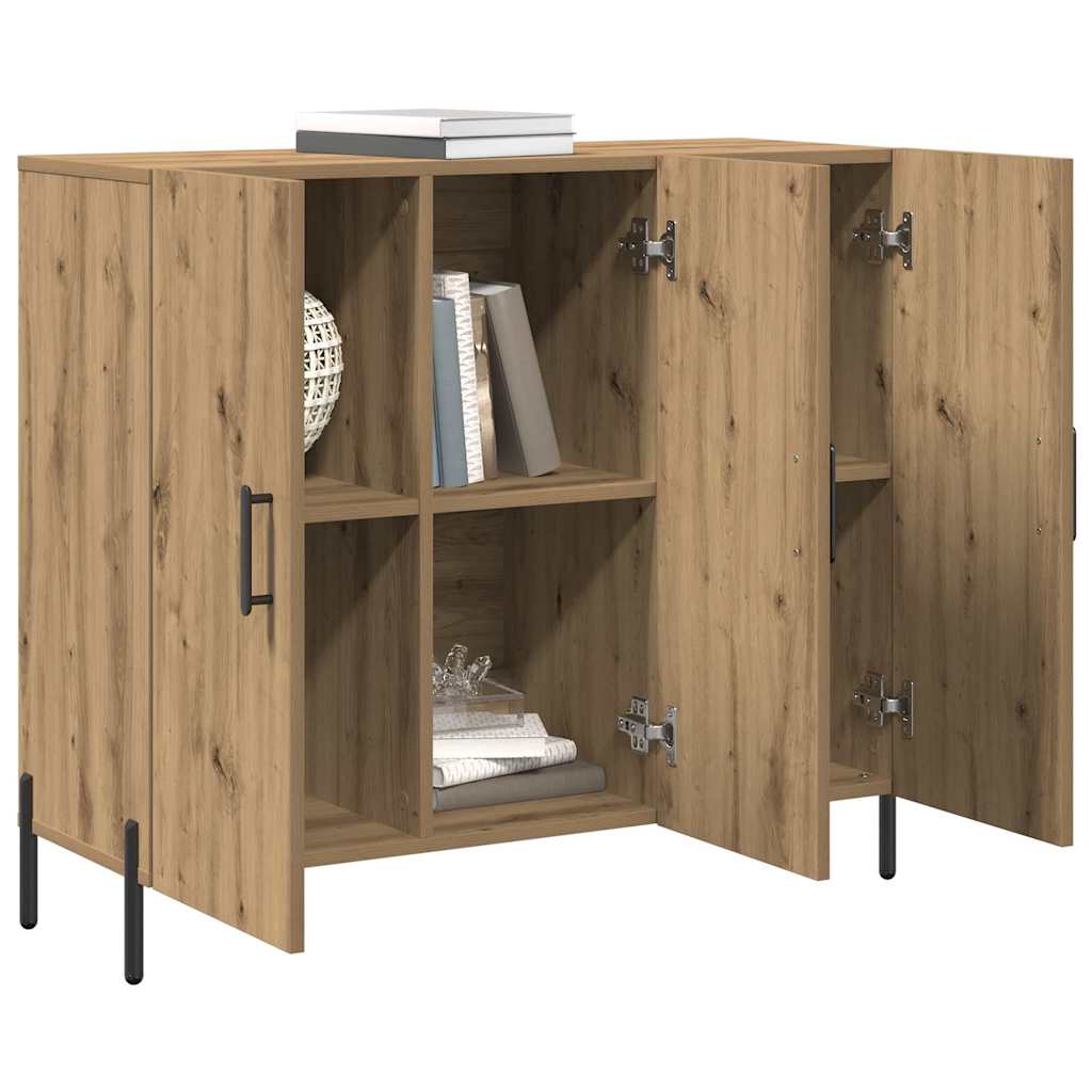 Vidaxl dressoir artisan eiken 90 x 34 x 80 cm bewerkt hout