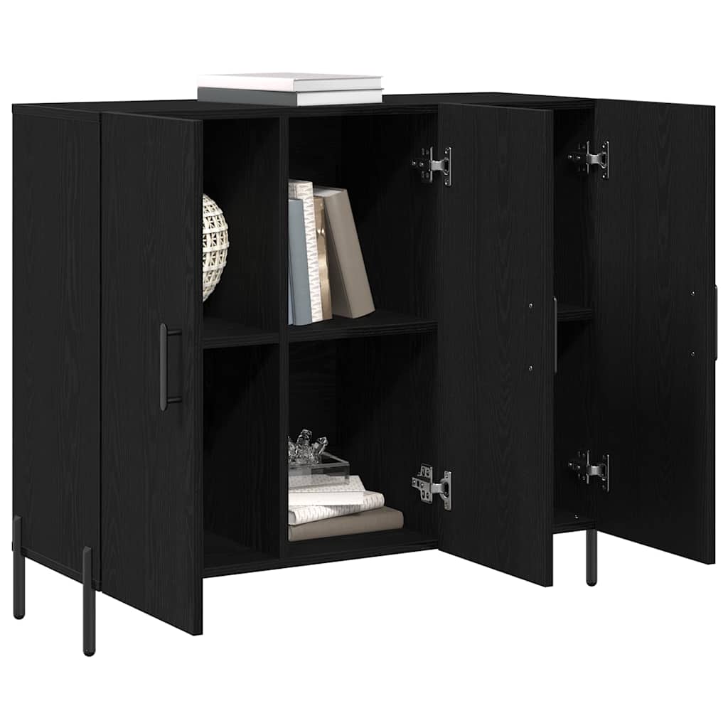 Vidaxl dressoir zwart eiken 90 x 34 x 80 cm bewerkt hout