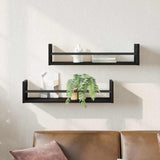 Vidaxl wandplank 2 st zwart eiken 60 x 16 x 14 cm