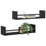Vidaxl wandplank 2 st zwart eiken 60 x 16 x 14 cm