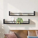 Vidaxl wandplank 2 st zwart eiken 80 x 16 x 14 cm