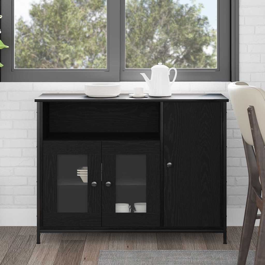 Vidaxl dressoir zwart eiken 100 x 35 x 75 cm