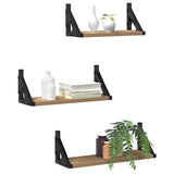 Vidaxl wandplank 3 st rook eik 37 x 12 x 13 cm