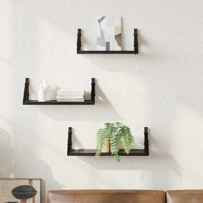 Vidaxl wandplank 3 st zwart eiken 37 x 12 x 13 cm