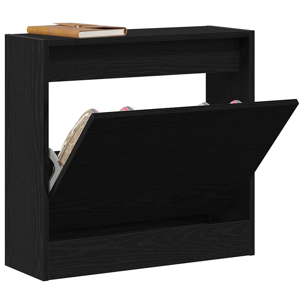 Vidaxl schoenenkast met plank zwart eiken 60 x 21 x 57 cm bewerkt hout
