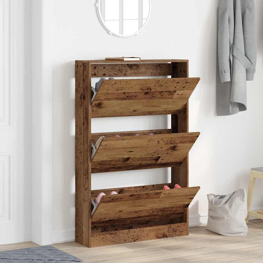 Vidaxl schoenenkast met plank oudhout 80 x 21 x 125,5 cm bewerkt hout