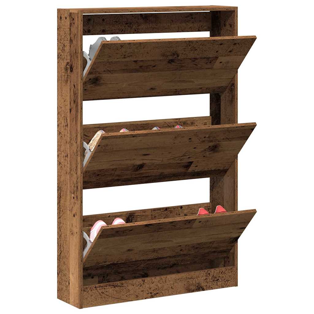 Vidaxl schoenenkast met plank oudhout 80 x 21 x 125,5 cm bewerkt hout