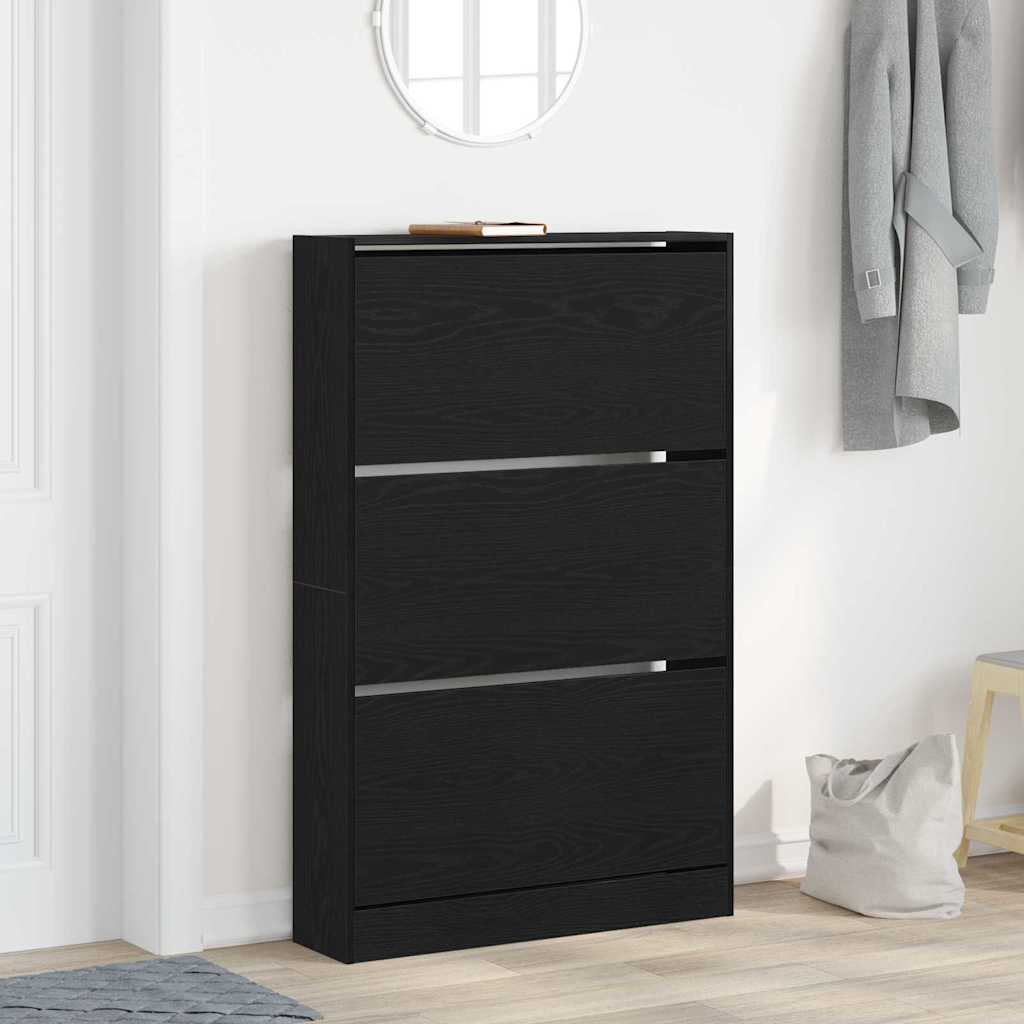 Vidaxl schoenenkast zwart eiken 80 x 21 x 125,5 cm bewerkt hout