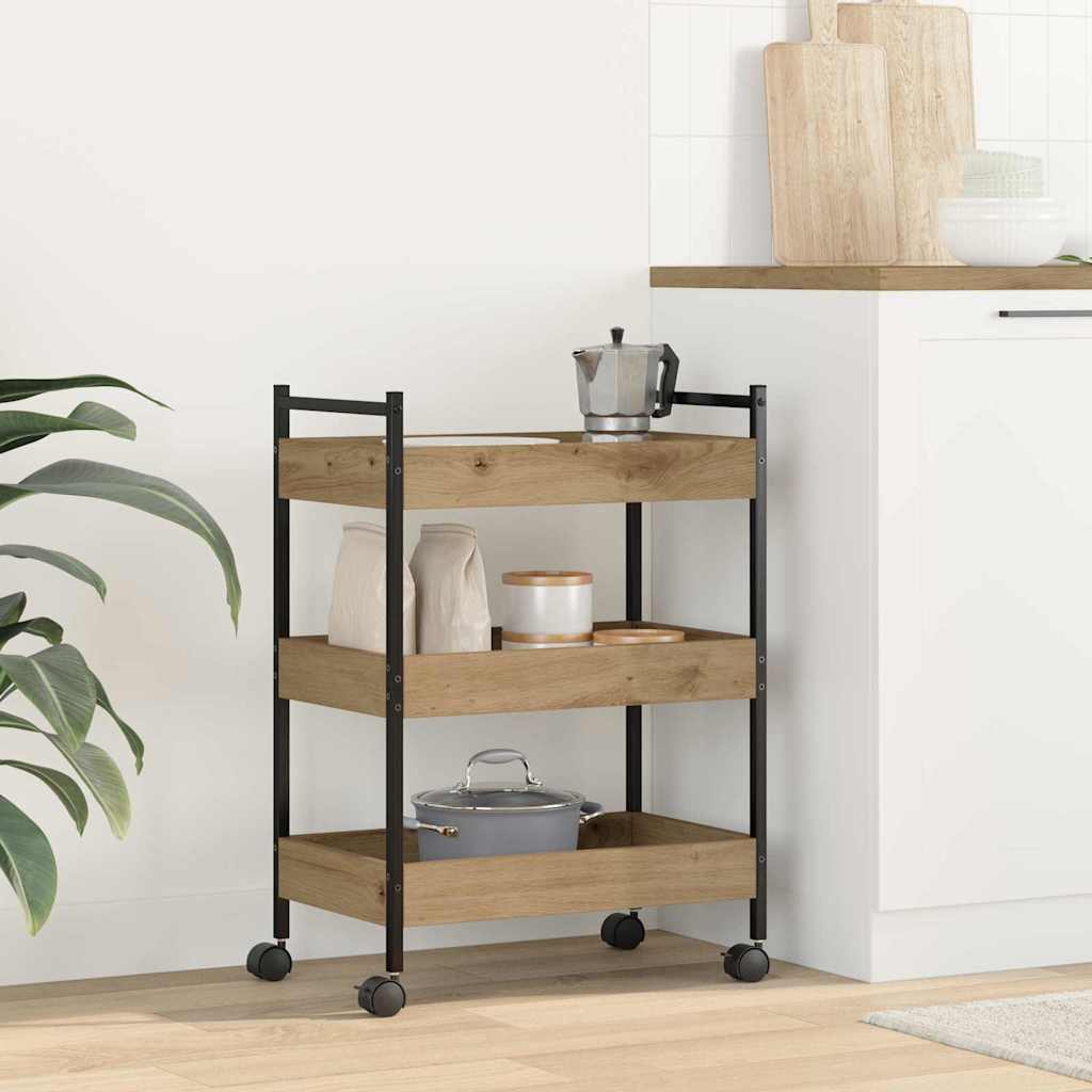 Vidaxl keuken trolley artisan eiken 50 x 30 x 70 cm bewerkt hout