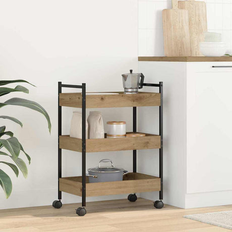 Vidaxl keuken trolley artisan eiken 50 x 30 x 70 cm bewerkt hout