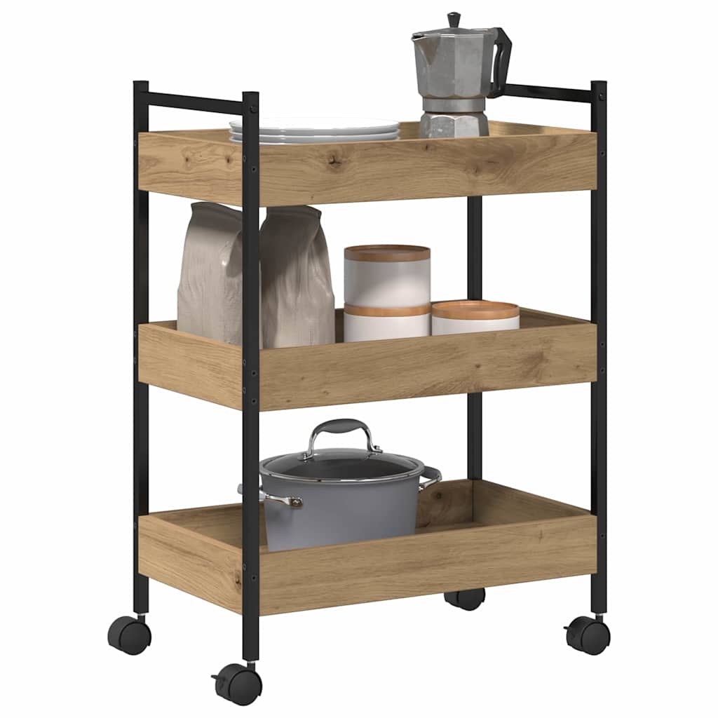 Vidaxl keuken trolley artisan eiken 50 x 30 x 70 cm bewerkt hout
