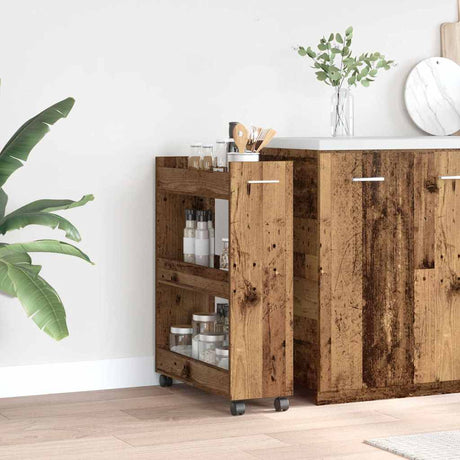 Vidaxl kast met wiel oudhout 60 x 22 x 79 cm