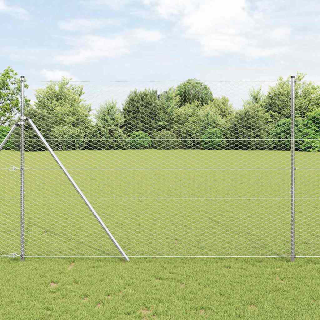 Vidaxl hexagon hek zilver 1,6 x 100 m gegalvaniseerd staal