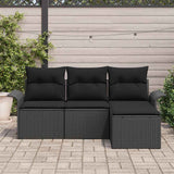 Vidaxl bankstel 4 st 4-aantal zitplaatsen zwart poly rattan