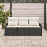 Vidaxl tuinbankenset 3 st zwart poly rattan