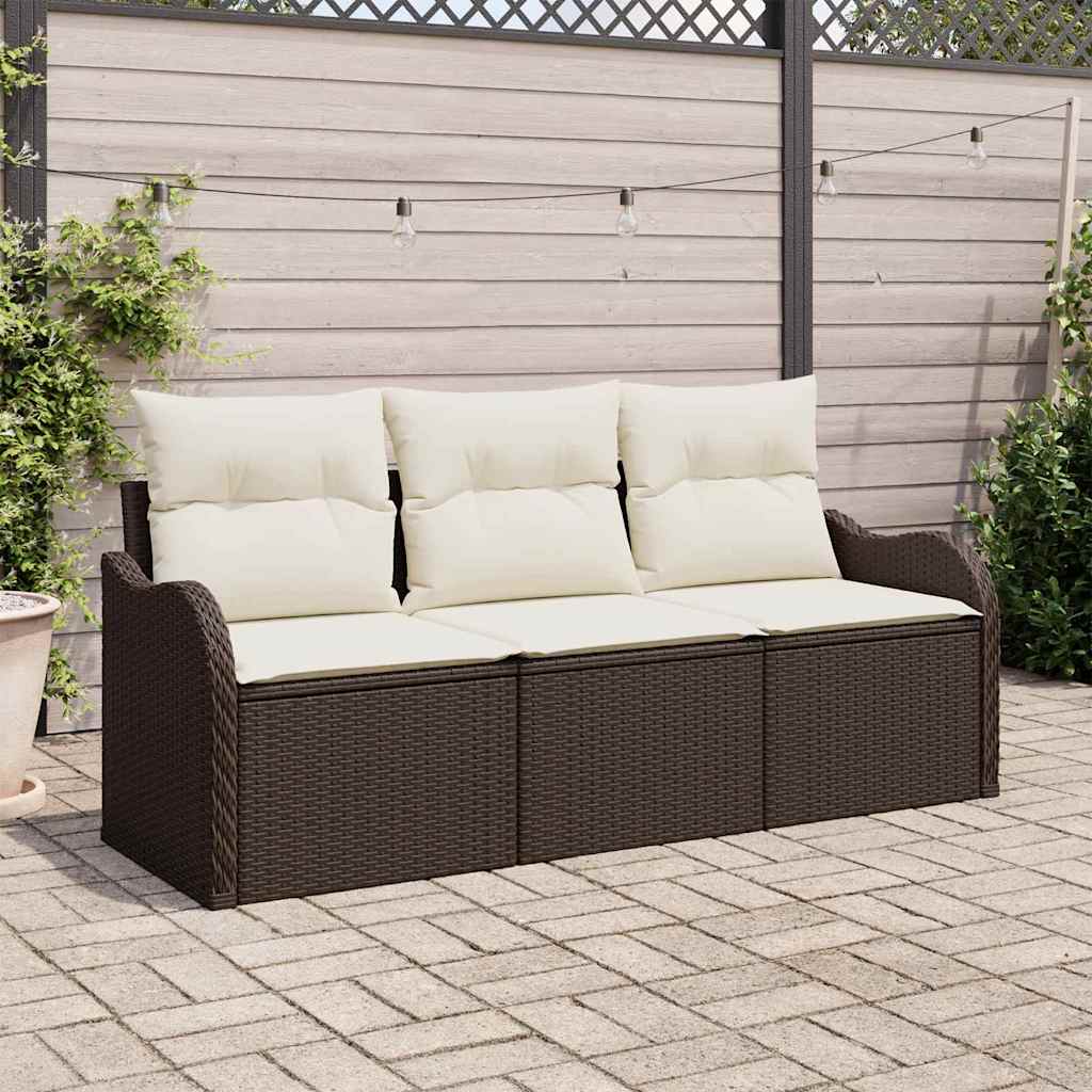 Vidaxl tuinbankenset 3 st bruin poly rattan