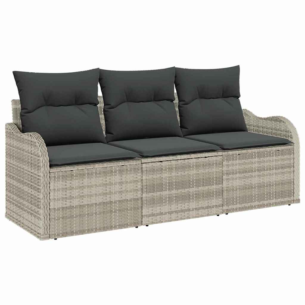 Vidaxl tuinbankenset 3 st lichtgrijs poly rattan