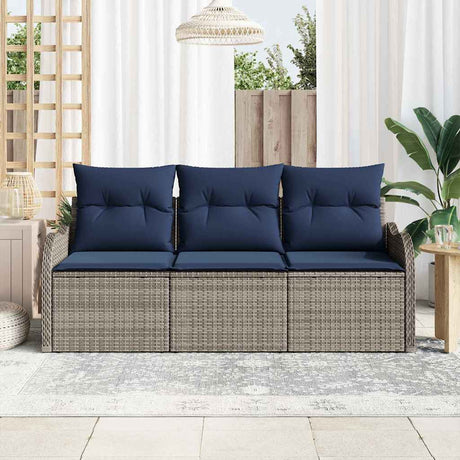 Vidaxl tuin sofa set 3 st grijs poly rattan