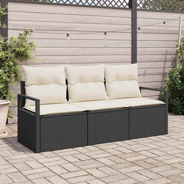 Vidaxl bankstel 3 st zwart poly rattan