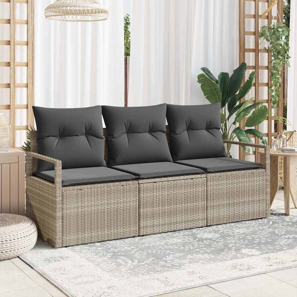 Vidaxl bankstel 3 st lichtgrijs poly rattan