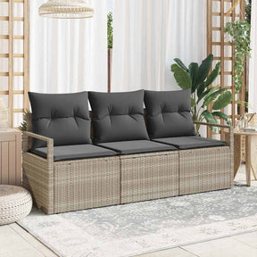 Vidaxl bankstel 3 st lichtgrijs poly rattan