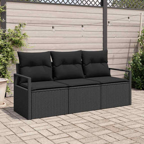 Vidaxl bankstel 3 st zwart poly rattan
