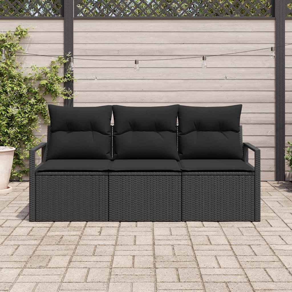 Vidaxl bankstel 3 st zwart poly rattan