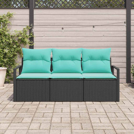 Vidaxl bankstel 3 st zwart poly rattan