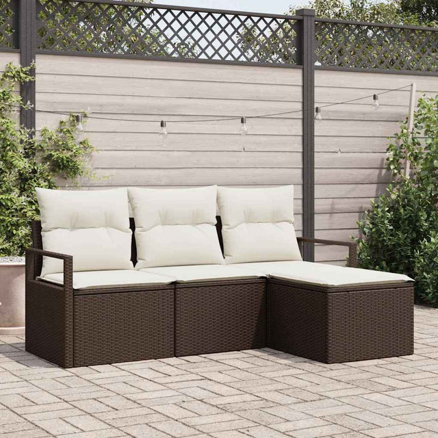 Vidaxl bankstel 4 st bruin poly rattan