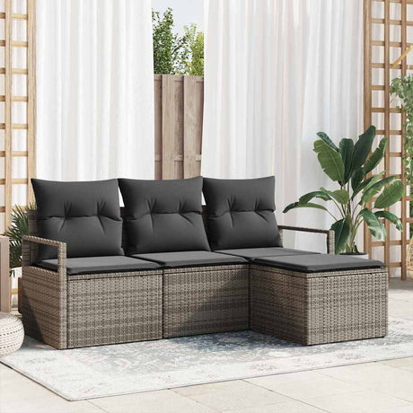 Vidaxl bankstel 4 st grijs poly rattan