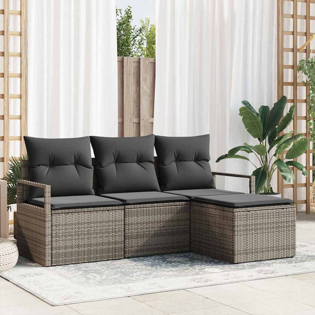 Vidaxl bankstel 4 st grijs poly rattan