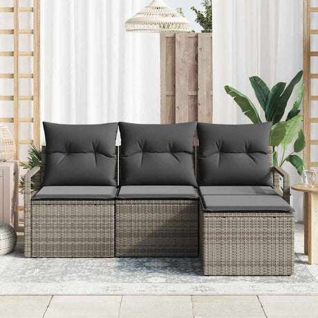 Vidaxl bankstel 4 st grijs poly rattan