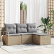 Vidaxl bankstel 4 st beige poly rattan