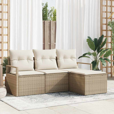 Vidaxl bankstel 4 st beige poly rattan