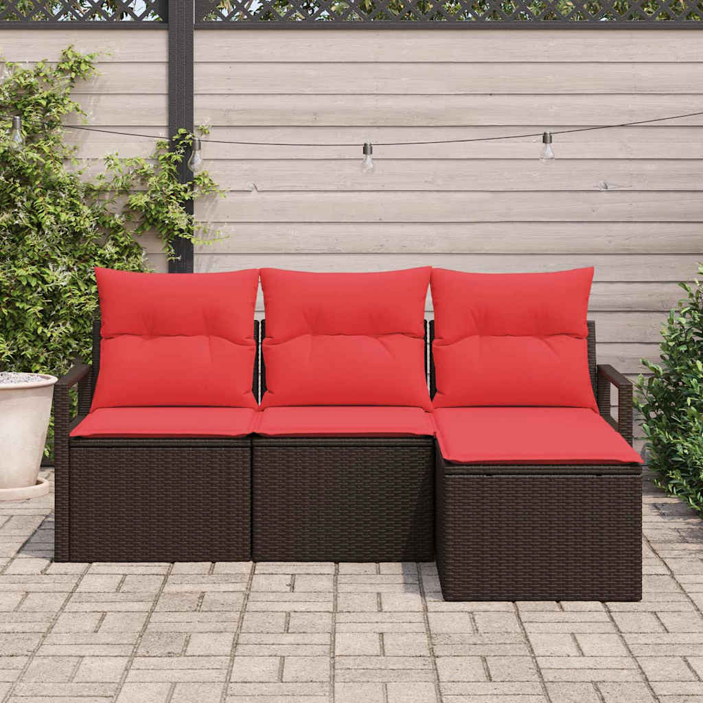 Vidaxl bankstel 4 st bruin poly rattan