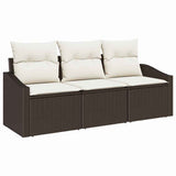 Vidaxl bankstel 3 st bruin poly rattan