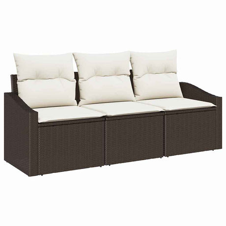Vidaxl bankstel 3 st bruin poly rattan