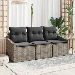 Vidaxl bankstel 3 st grijs poly rattan