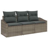 Vidaxl bankstel 3 st grijs poly rattan