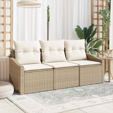 Vidaxl bankstel 3 st beige poly rattan