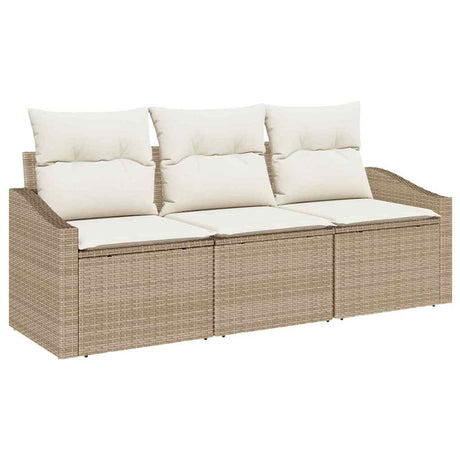 Vidaxl bankstel 3 st beige poly rattan