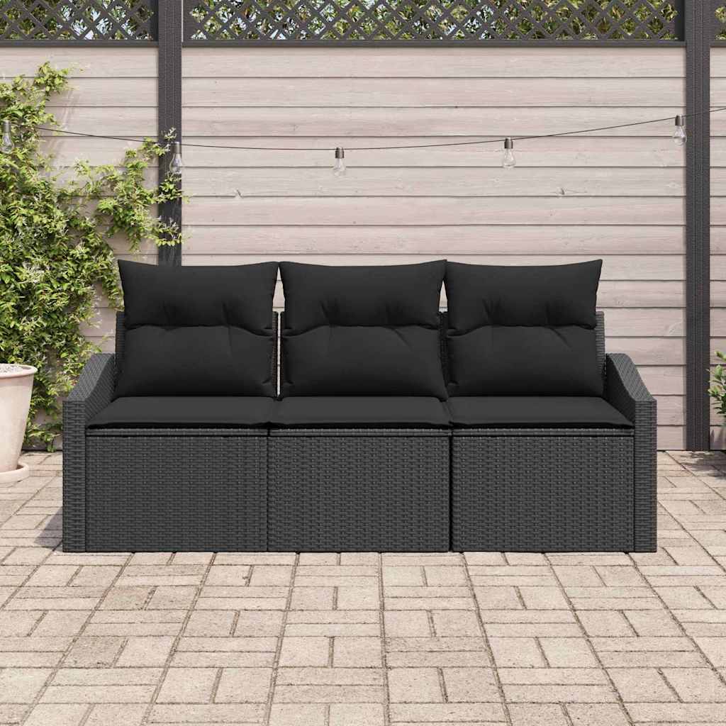 Vidaxl bankstel 3 st zwart poly rattan