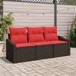 Vidaxl bankstel 3 st bruin poly rattan