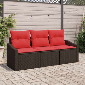 Vidaxl bankstel 3 st bruin poly rattan