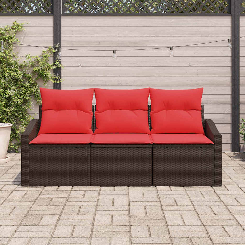 Vidaxl bankstel 3 st bruin poly rattan