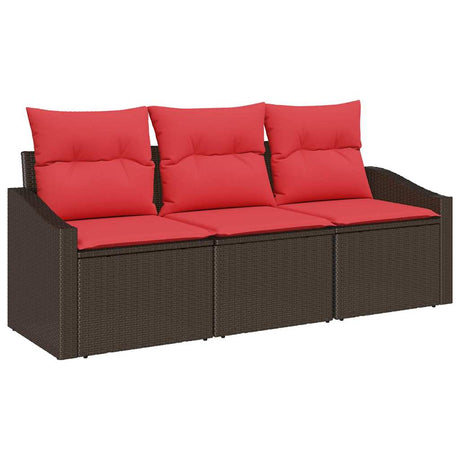 Vidaxl bankstel 3 st bruin poly rattan