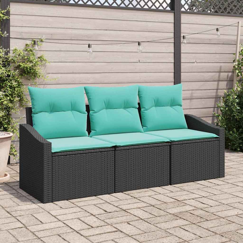 Vidaxl bankstel 3 st zwart poly rattan