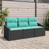 Vidaxl bankstel 3 st zwart poly rattan