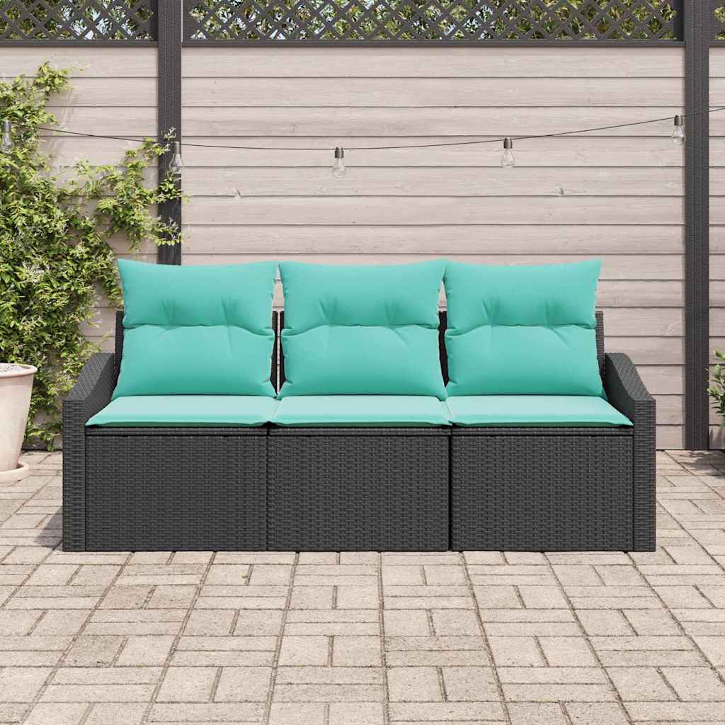 Vidaxl bankstel 3 st zwart poly rattan